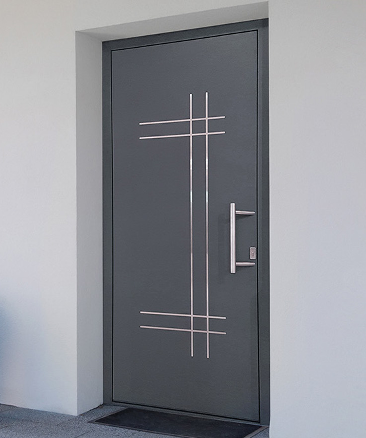 Modern grey door with minimalist design Entrance panel door