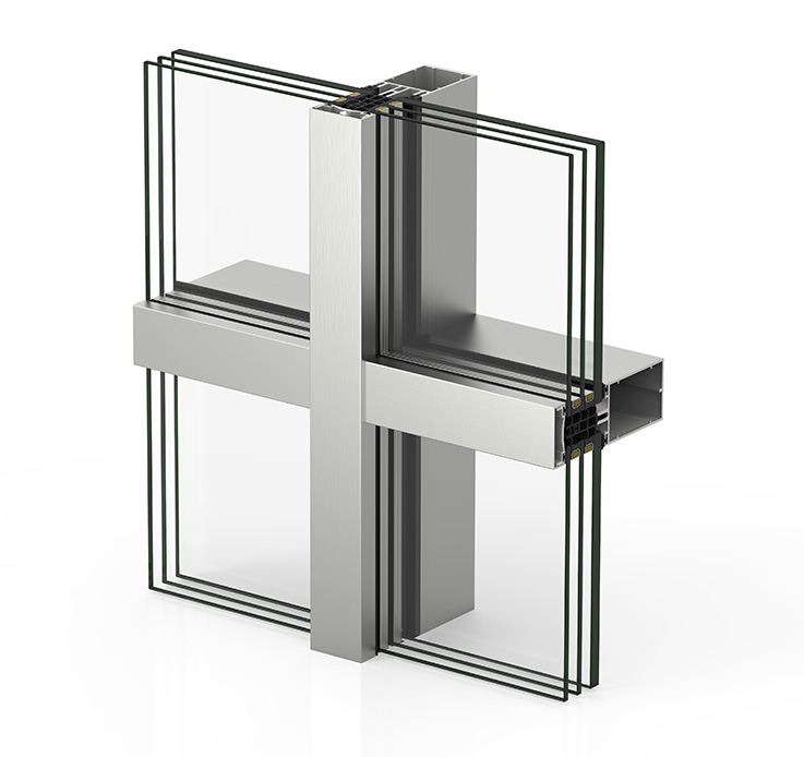 Modern architectural glass and metal structure Curtain wall system cor tp 52